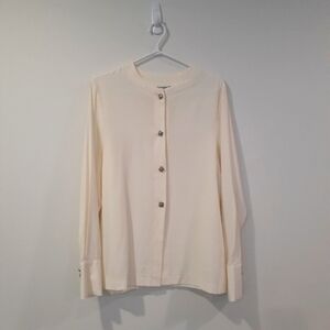 Retro 90's London Fog Collectibles Button Front Minimalist Businesscore Blouse